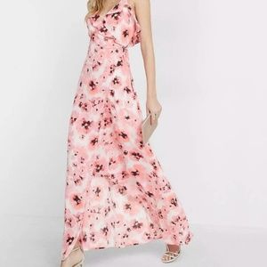 express floral wrap front maxi dress printed